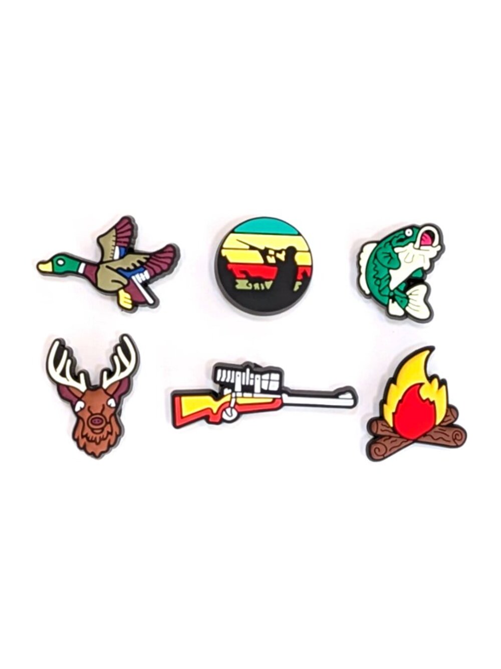 OUTDOORSMAN SHOE CHARM COLLECTION (Pack of 6) Fits Both Shoelaces and Clogs